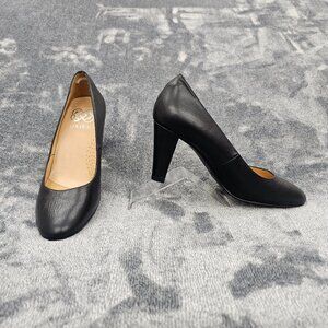 Ukies pump Shoes womens size 7 black leather heeled almond toe slip on Spain